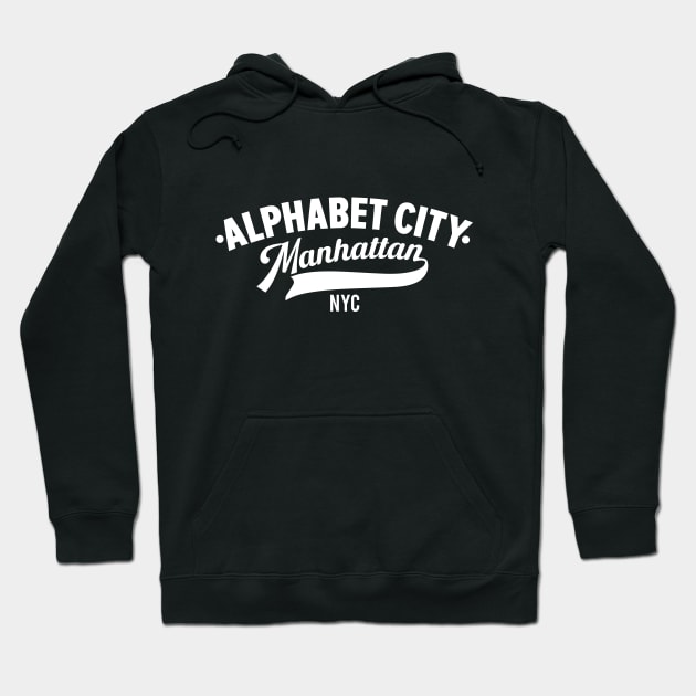 Alphabet City Manhattan Minimal Typo Art - T-Shirt & Apparel Design Hoodie by Boogosh